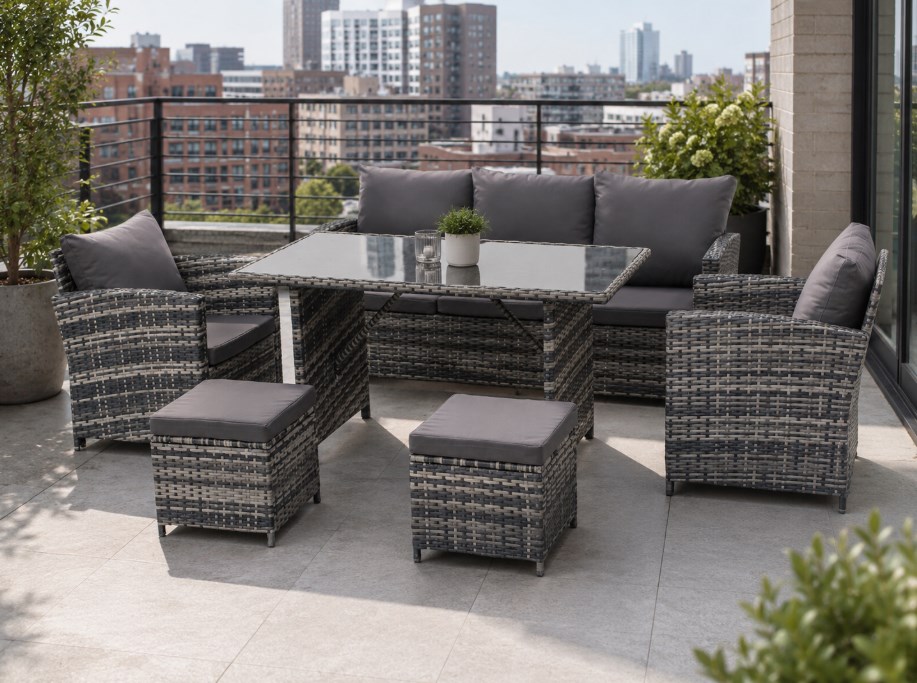 Zestaw mebli ogrodowych PORTO DELUXE GREY 7-osobowy 6 elementów